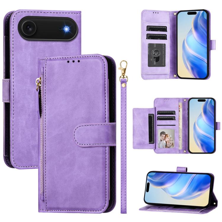 Ví da ốp lưng điện thoại nhiều ngăn thẻ có khóa kéo, dành cho iPhone 17e / 16e, iPhone 17 Pro Max, iPhone 17 Pro, iPhone 17, iPhone Air, iPhone 16 Pro Max, iPhone 16 Pro, iPhone 16 Plus