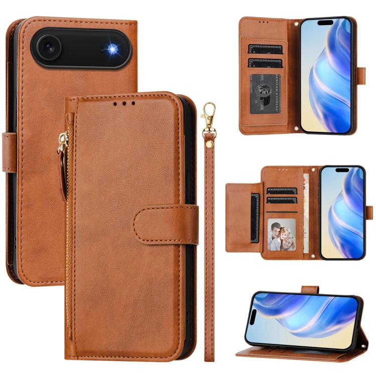 Ví da ốp lưng điện thoại nhiều ngăn thẻ có khóa kéo, dành cho iPhone 17e / 16e, iPhone 17 Pro Max, iPhone 17 Pro, iPhone 17, iPhone Air, iPhone 16 Pro Max, iPhone 16 Pro, iPhone 16 Plus