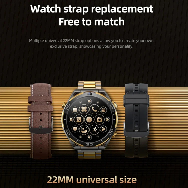 Đồng hồ thông minh T7 1.508 inch 4G LTE Android 10, 6GB+128GB, MTK6762 Octa Core, hỗ trợ đo nhịp tim / oxy trong máu