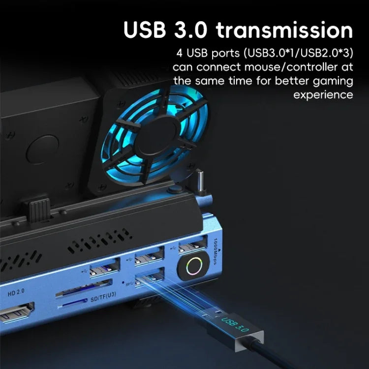 Trạm dock chơi game USB-C 9 trong 1 YCE-V279A có quạt tháo rời, 9 trong 1