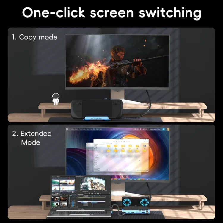 Trạm dock chơi game USB-C 9 trong 1 YCE-V279A có quạt tháo rời, 9 trong 1