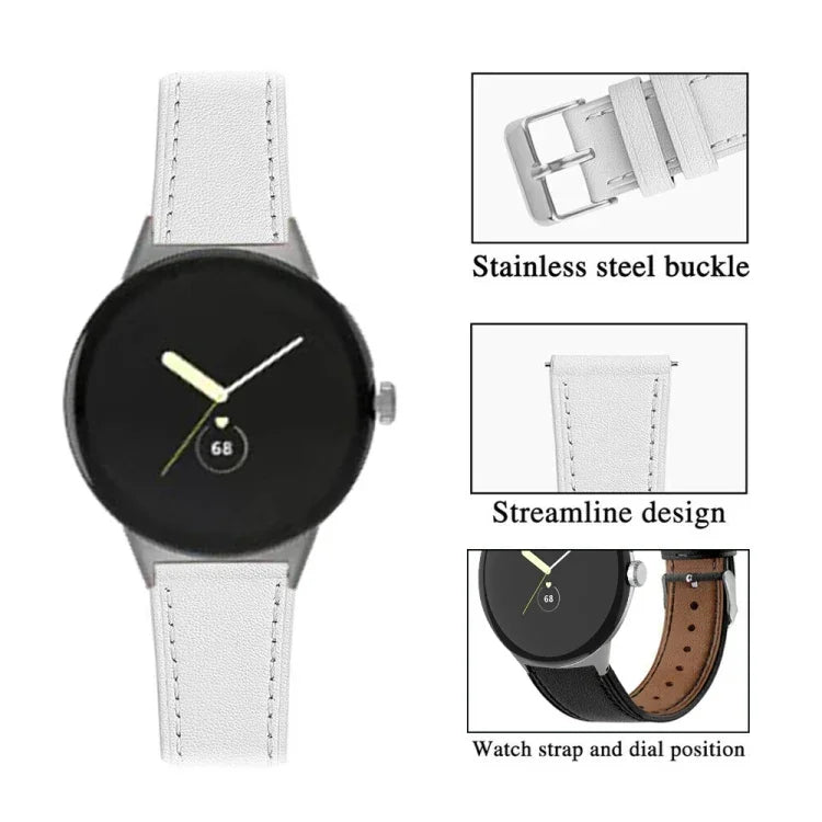 Dây đeo đồng hồ da thật đuôi tròn, dành cho Google Pixel Watch 4 / Watch 3 45mm