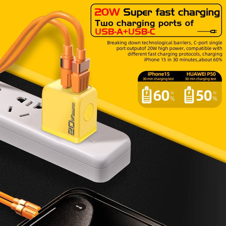 Sạc nhanh M167 PD 20W Type-C và USB QC 3.0, phích cắm EU, phích cắm US