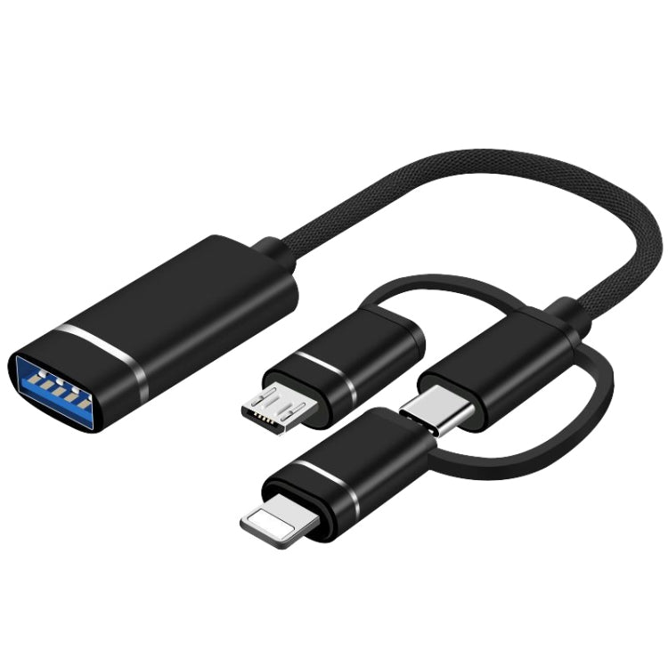 Bộ chuyển đổi OTG 3 trong 1 USB cái sang Micro USB, Type-C, 8 chân đực