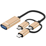 Bộ chuyển đổi OTG 3 trong 1 USB cái sang Micro USB, Type-C, 8 chân đực