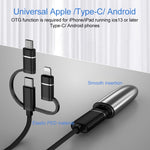 Bộ chuyển đổi OTG 3 trong 1 USB cái sang Micro USB, Type-C, 8 chân đực