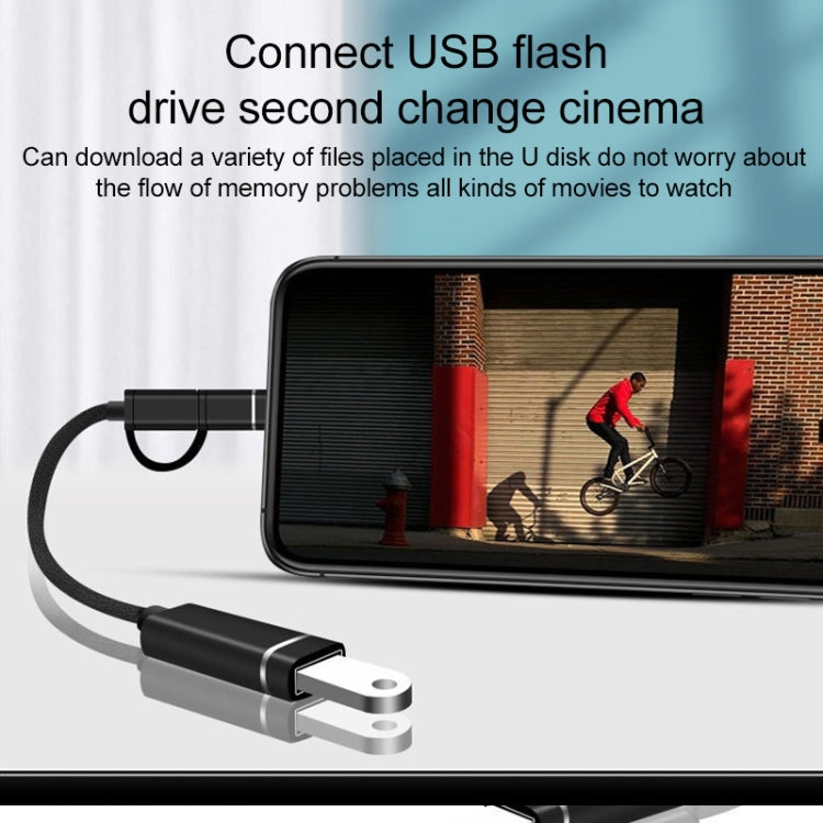 Bộ chuyển đổi OTG 3 trong 1 USB cái sang Micro USB, Type-C, 8 chân đực