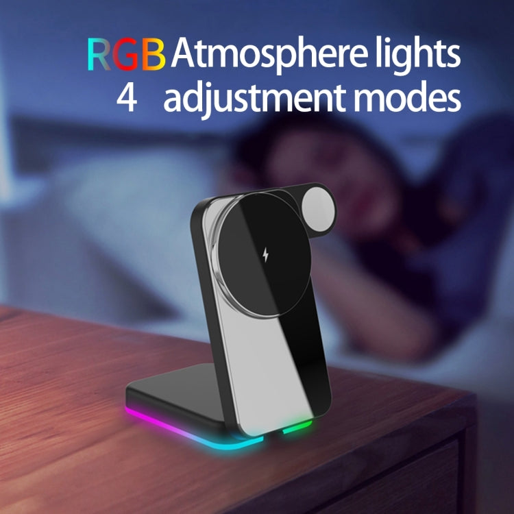 Sạc không dây gập 3 trong 1 H62 với đèn LED RGB