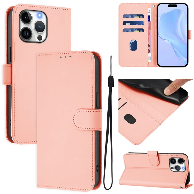 Ốp lưng điện thoại da màu trơn cảm giác da kèm dây đeo, dành cho iPhone Air, iPhone 16 Pro Max