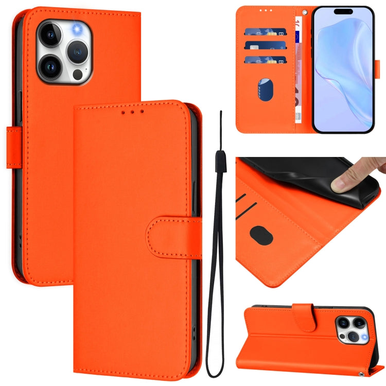 Ốp lưng điện thoại da màu trơn cảm giác da kèm dây đeo, dành cho iPhone Air, iPhone 16 Pro Max