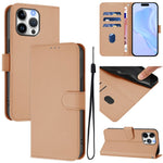 Ốp lưng điện thoại da màu trơn cảm giác da kèm dây đeo, dành cho iPhone Air, iPhone 16 Pro Max