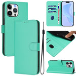 Ốp lưng điện thoại da màu trơn cảm giác da kèm dây đeo, dành cho iPhone Air, iPhone 16 Pro Max