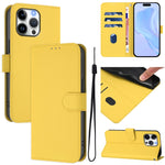 Ốp lưng điện thoại da màu trơn cảm giác da kèm dây đeo, dành cho iPhone Air, iPhone 16 Pro Max
