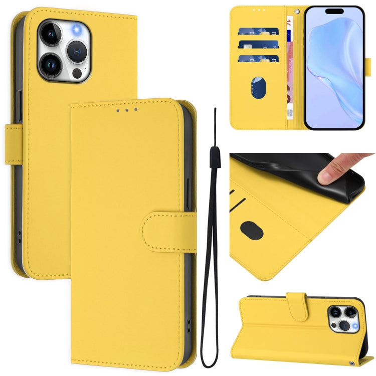 Ốp lưng điện thoại da màu trơn cảm giác da kèm dây đeo, dành cho iPhone Air, iPhone 16 Pro Max