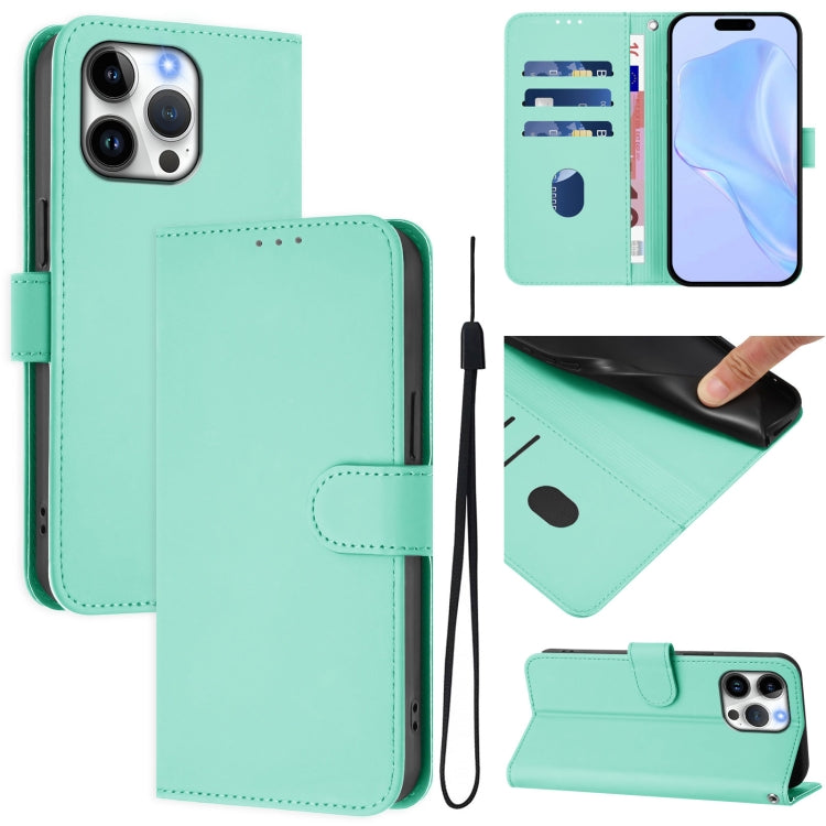 Ốp lưng điện thoại da màu trơn cảm giác da kèm dây đeo, dành cho iPhone Air, iPhone 16 Pro Max