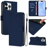 Ốp lưng điện thoại da màu trơn cảm giác da kèm dây đeo, dành cho iPhone Air, iPhone 16 Pro Max