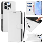 Ốp lưng điện thoại da màu trơn cảm giác da kèm dây đeo, dành cho iPhone Air, iPhone 16 Pro Max