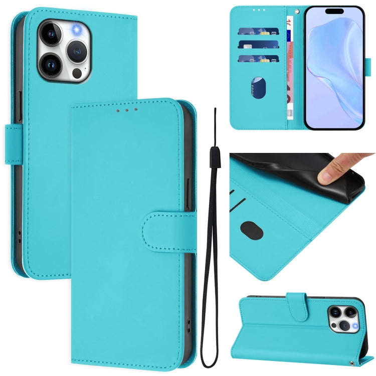 Ốp lưng điện thoại da màu trơn cảm giác da kèm dây đeo, dành cho iPhone Air, iPhone 16 Pro Max