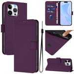 Ốp lưng điện thoại da màu trơn cảm giác da kèm dây đeo, dành cho iPhone Air, iPhone 16 Pro Max