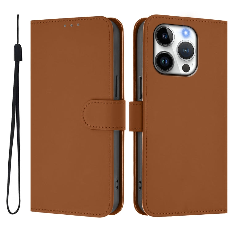 Ốp lưng điện thoại da màu trơn cảm giác da kèm dây đeo, dành cho iPhone 16 Pro, iPhone 16 Plus