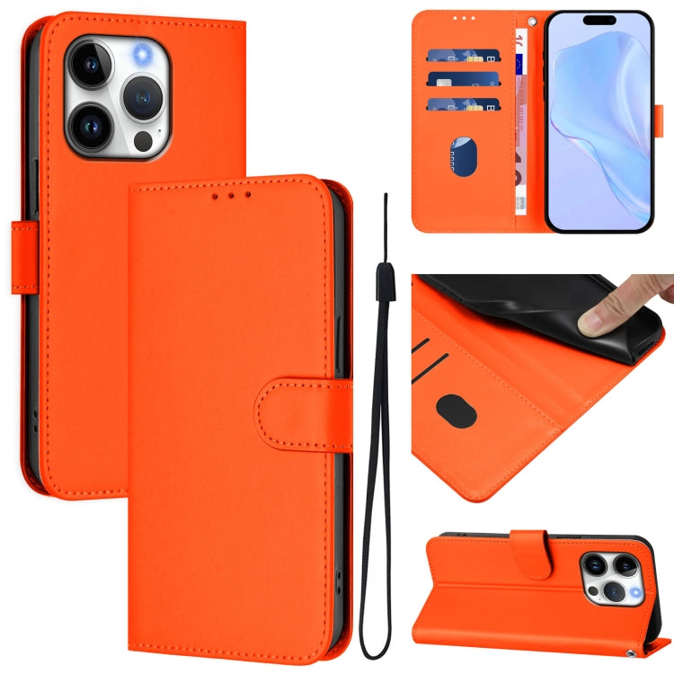 Ốp lưng điện thoại da màu trơn cảm giác da kèm dây đeo, dành cho iPhone 16 Pro, iPhone 16 Plus