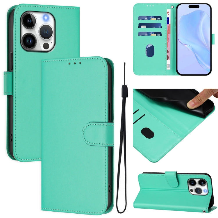 Ốp lưng điện thoại da màu trơn cảm giác da kèm dây đeo, dành cho iPhone 16 Pro, iPhone 16 Plus