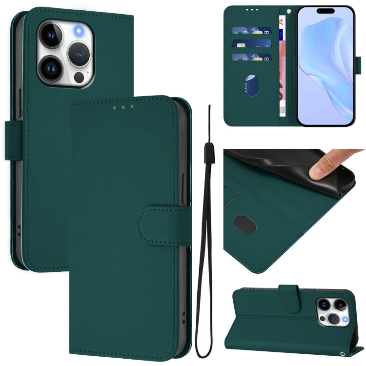 Ốp lưng điện thoại da màu trơn cảm giác da kèm dây đeo, dành cho iPhone 16 Pro, iPhone 16 Plus