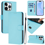 Ốp lưng điện thoại da màu trơn cảm giác da kèm dây đeo, dành cho iPhone 16 Pro, iPhone 16 Plus