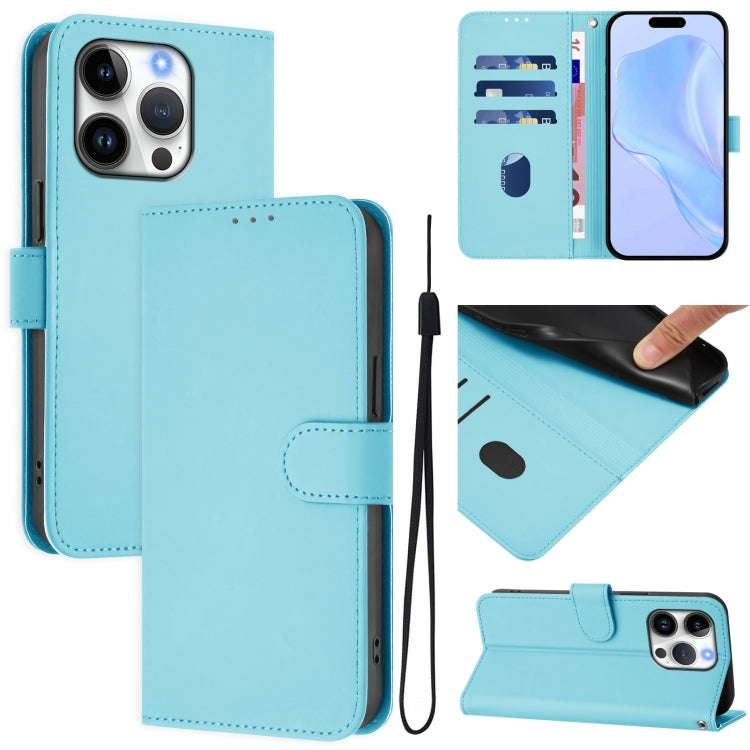 Ốp lưng điện thoại da màu trơn cảm giác da kèm dây đeo, dành cho iPhone 16 Pro, iPhone 16 Plus