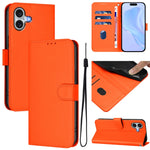 Ốp lưng điện thoại da màu trơn cảm giác da kèm dây đeo, dành cho iPhone 16 Pro, iPhone 16 Plus