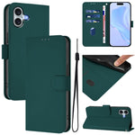 Ốp lưng điện thoại da màu trơn cảm giác da kèm dây đeo, dành cho iPhone 16 Pro, iPhone 16 Plus