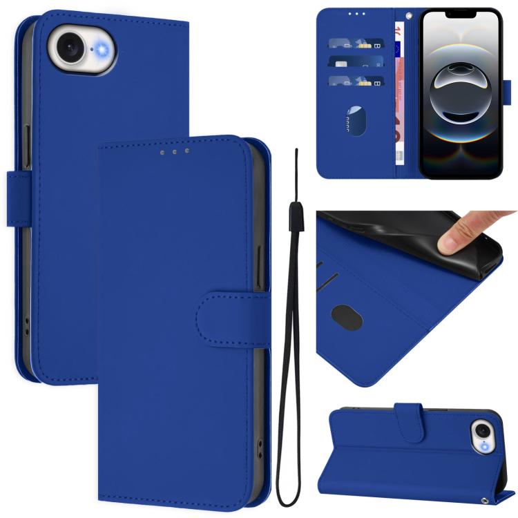 Ốp lưng điện thoại da màu trơn cảm giác da kèm dây đeo, dành cho iPhone 17e / 16e, iPhone 17 Pro Max