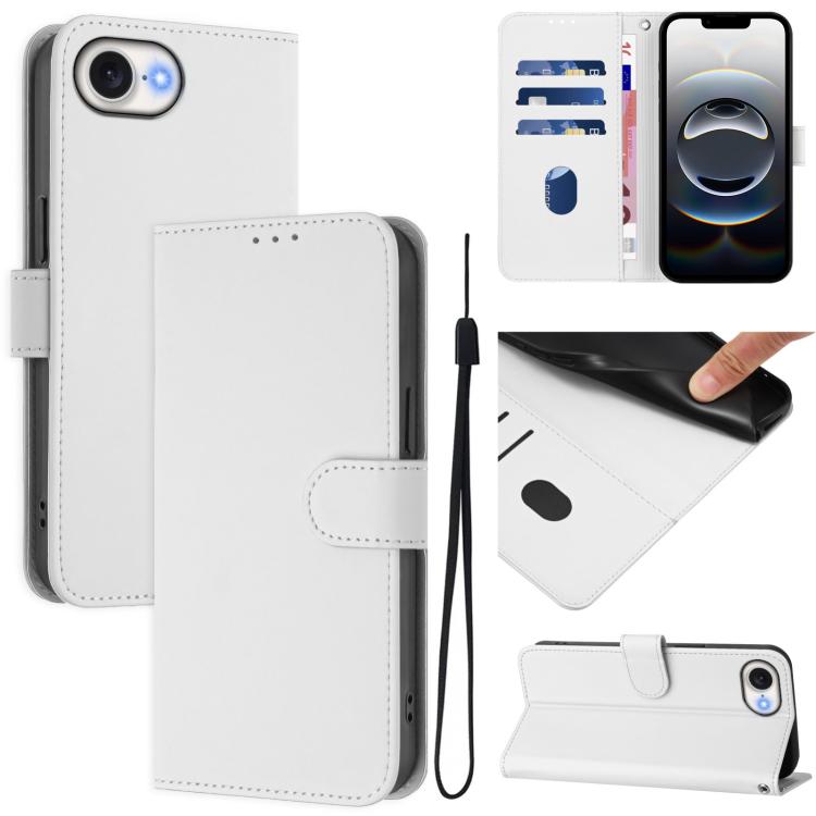 Ốp lưng điện thoại da màu trơn cảm giác da kèm dây đeo, dành cho iPhone 17e / 16e, iPhone 17 Pro Max