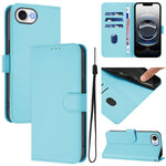 Ốp lưng điện thoại da màu trơn cảm giác da kèm dây đeo, dành cho iPhone 17e / 16e, iPhone 17 Pro Max