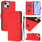 Ốp điện thoại da màu trơn cảm giác da với dây đeo, dành cho iPhone 14 / 13, iPhone 14 Pro