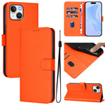 Ốp điện thoại da màu trơn cảm giác da với dây đeo, dành cho iPhone 14 / 13, iPhone 14 Pro