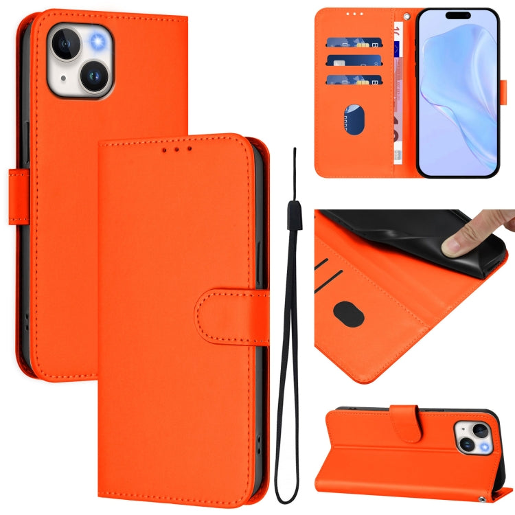 Ốp điện thoại da màu trơn cảm giác da với dây đeo, dành cho iPhone 14 / 13, iPhone 14 Pro