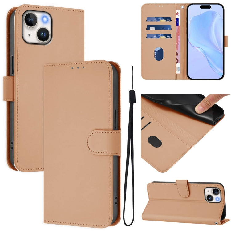 Ốp điện thoại da màu trơn cảm giác da với dây đeo, dành cho iPhone 14 / 13, iPhone 14 Pro