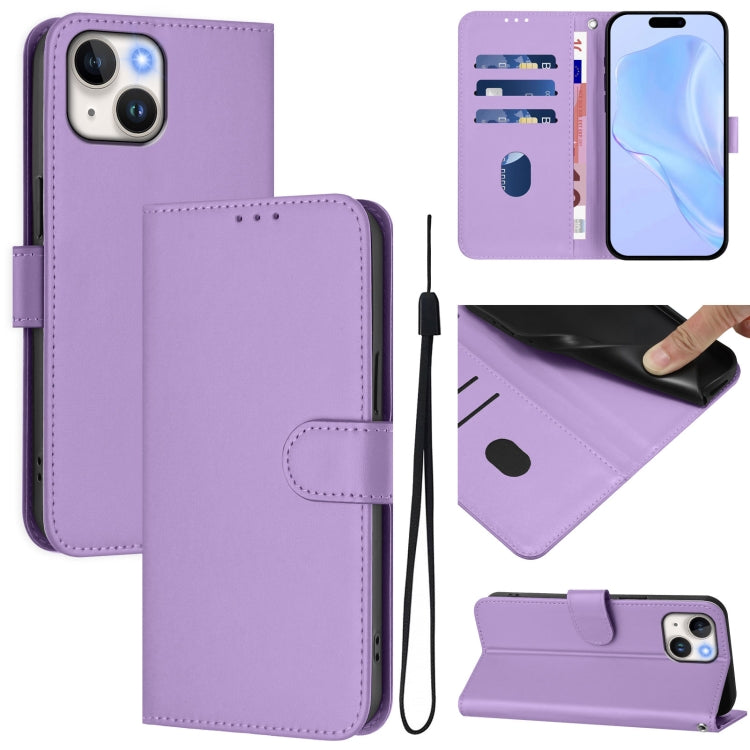 Ốp điện thoại da màu trơn cảm giác da với dây đeo, dành cho iPhone 14 / 13, iPhone 14 Pro