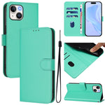 Ốp điện thoại da màu trơn cảm giác da với dây đeo, dành cho iPhone 14 / 13, iPhone 14 Pro