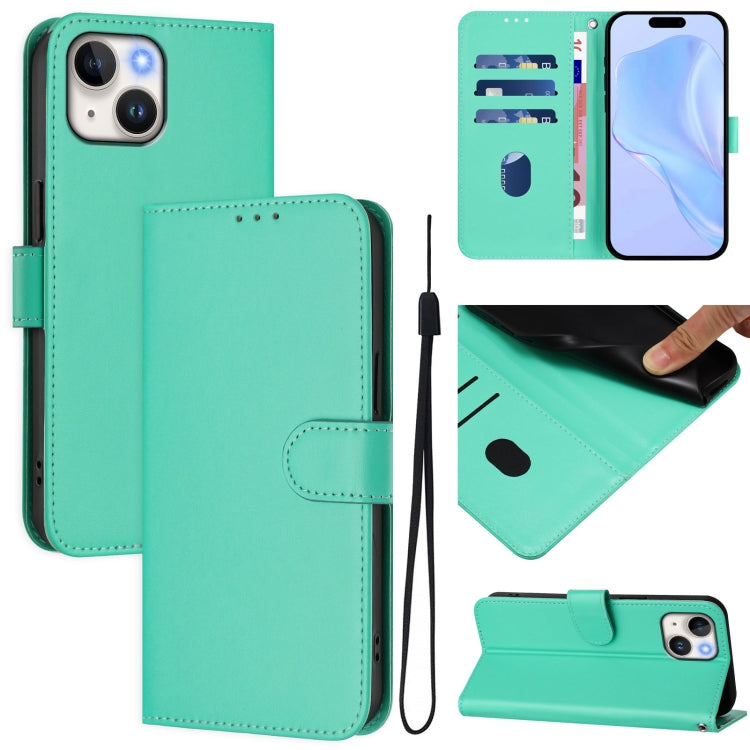 Ốp điện thoại da màu trơn cảm giác da với dây đeo, dành cho iPhone 14 / 13, iPhone 14 Pro