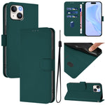 Ốp điện thoại da màu trơn cảm giác da với dây đeo, dành cho iPhone 14 / 13, iPhone 14 Pro