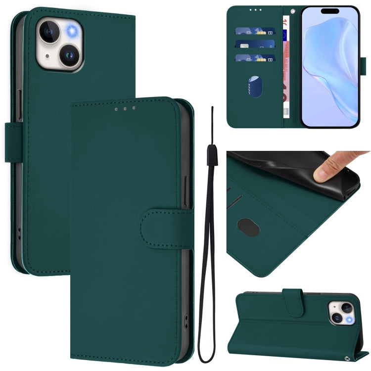 Ốp điện thoại da màu trơn cảm giác da với dây đeo, dành cho iPhone 14 / 13, iPhone 14 Pro