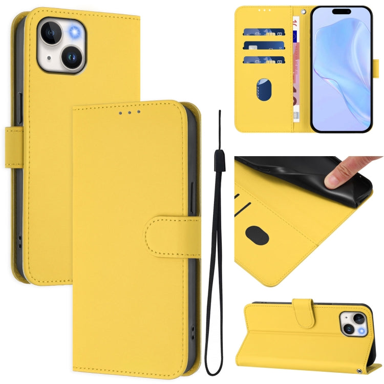 Ốp điện thoại da màu trơn cảm giác da với dây đeo, dành cho iPhone 14 / 13, iPhone 14 Pro