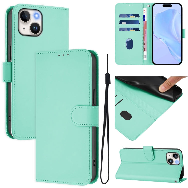 Ốp điện thoại da màu trơn cảm giác da với dây đeo, dành cho iPhone 14 / 13, iPhone 14 Pro