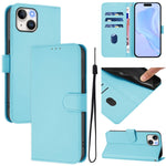 Ốp điện thoại da màu trơn cảm giác da với dây đeo, dành cho iPhone 14 / 13, iPhone 14 Pro