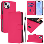 Ốp điện thoại da màu trơn cảm giác da với dây đeo, dành cho iPhone 14 / 13, iPhone 14 Pro