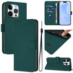 Ốp điện thoại da màu trơn cảm giác da với dây đeo, dành cho iPhone 14 / 13, iPhone 14 Pro
