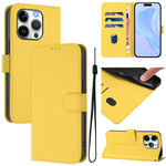 Ốp điện thoại da màu trơn cảm giác da với dây đeo, dành cho iPhone 14 / 13, iPhone 14 Pro