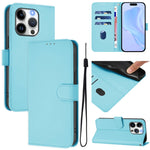 Ốp điện thoại da màu trơn cảm giác da với dây đeo, dành cho iPhone 14 / 13, iPhone 14 Pro